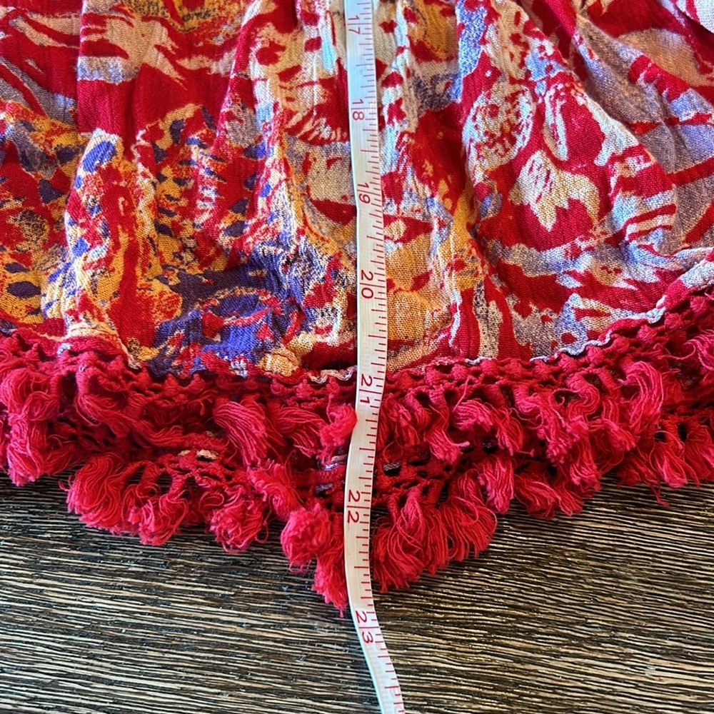 FREE PEOPLE kahlo  Red Floral Boho 2-Piece Halter Top & Tiered Maxi Skirt Set xs - Picture 8 of 16
